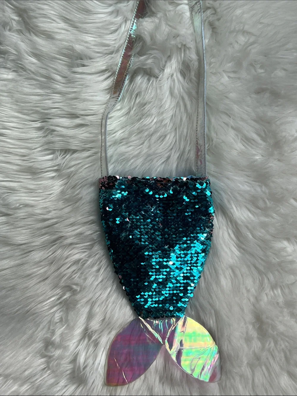 Mermaid Sequined Teal Crossbody Kids Bag